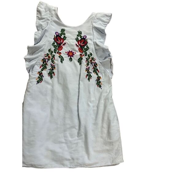 Zara Floral Embroidered Light Blue Dress size M - Picture 8 of 9